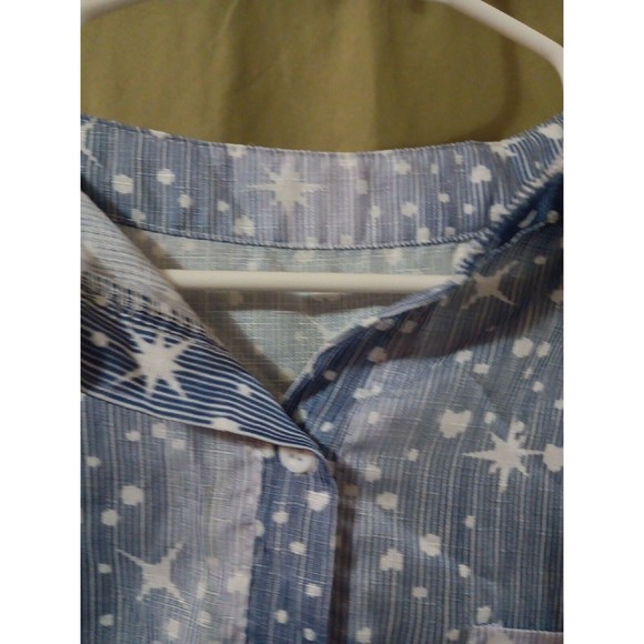 Star Pattern Ombre Shirt No Tags Medium Long Sleeves Woman's Girls Button Up - Picture 5 of 5